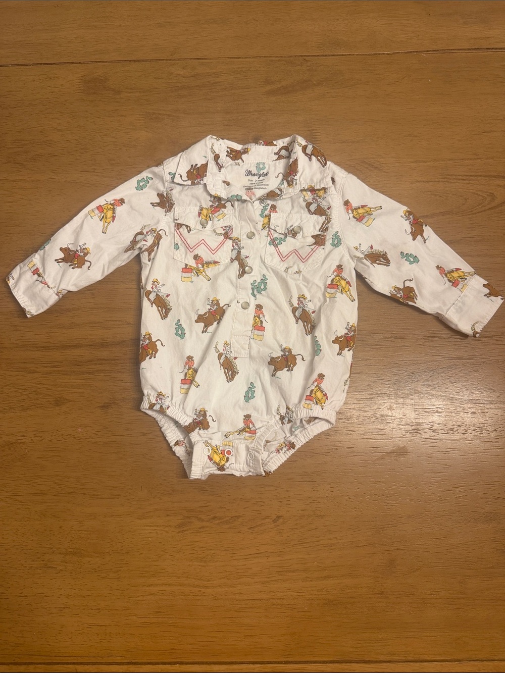 Wrangler White Western Rodeo Print Baby One-Piece